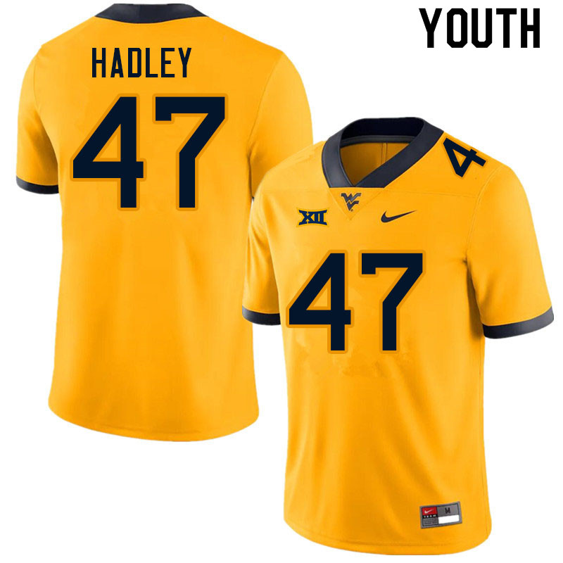 Youth #47 J.P. Hadley West Virginia Mountaineers College Football Jerseys Sale-Gold